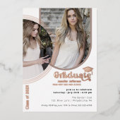 Rose Gold Graduation 2 Photos Foil Invitation (Recto)