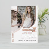 Rose Gold Graduation 2 Photos Foil Invitation (Debout devant)