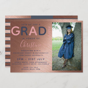Rose Gold GRADUY PHOTO invitation Marine
