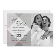 Rose Gold Gray Geo Cartes de Remise de Mariage