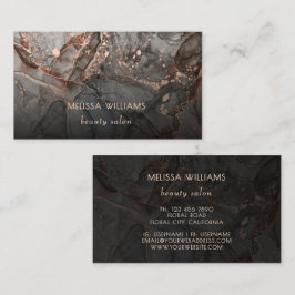 Rose Gold Gray Ink Marble Visitekaartje