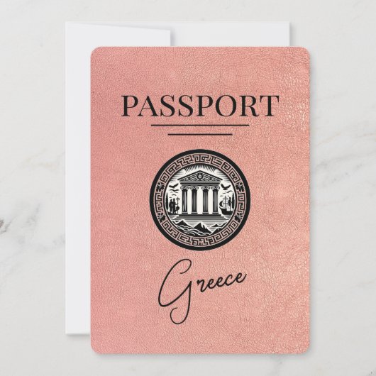 Rose Gold Grèce Passeport Enregistrer la carte Dat (Devant)