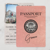 Rose Gold Grèce Passeport Enregistrer la carte Dat