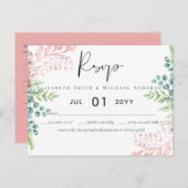 Rose Gold Greenery Wedding RSVP MENU (Devant / Derrière)