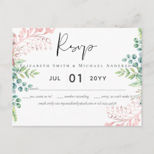 Rose Gold Greenery Wedding RSVP MENU