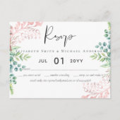 Rose Gold Greenery Wedding RSVP MENU (Devant)