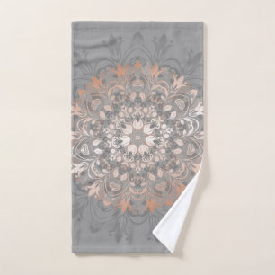 Rose Gold Grey Floral Mandala