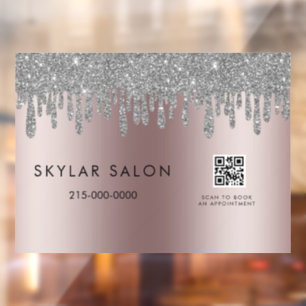 Rose Gold Hair Salon Stylist QR code Raamsticker