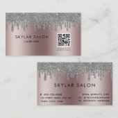 Rose Gold Hair Salon Stylist QR code Visitekaartje (Voorkant / Achterkant)