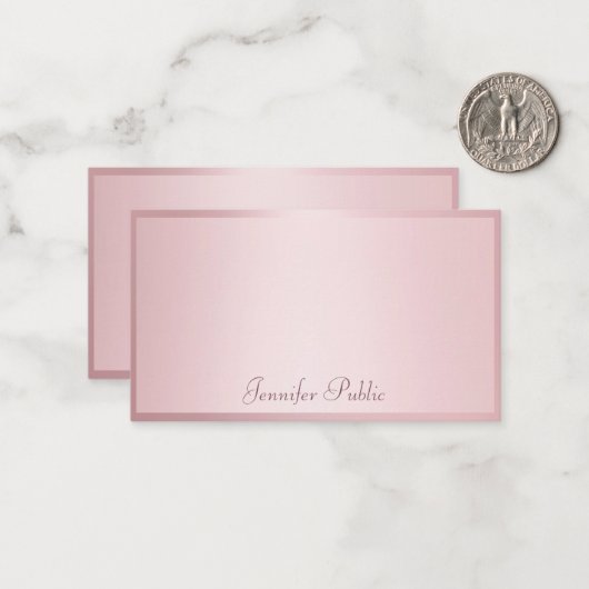 Rose Gold Hand Script Elégant moderne Modèle (Devant/Arrière en situation)