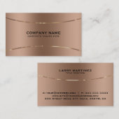 Rose-gold image of faux metallic background visitekaartje (Voorkant / Achterkant)
