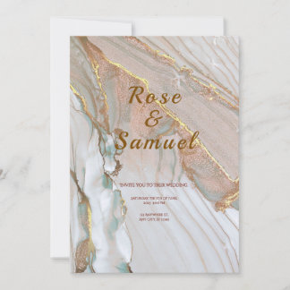 Rose Gold Ink Aesthetic Chic Wedding Invitation Kaart