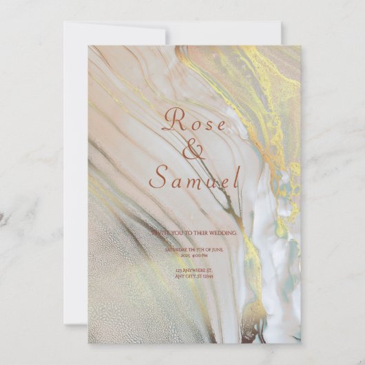 Rose Gold Ink Aesthetic Chic Wedding Invitation Kaart (Voorkant)