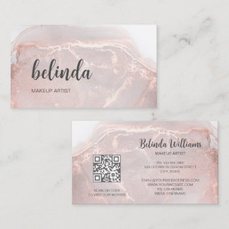 Rose Gold Ink Marble | QR Code Visitekaartje