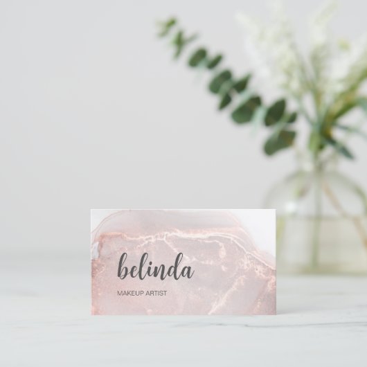 Rose Gold Ink Marble | QR Code Visitekaartje (Staand voorkant)