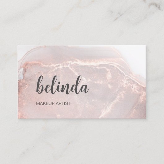 Rose Gold Ink Marble | QR Code Visitekaartje (Voorkant)