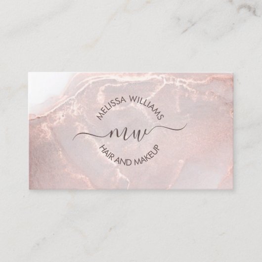 Rose Gold  Ink Marble | QR Code Visitekaartje (Voorkant)
