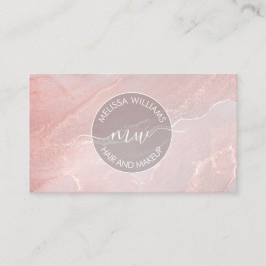 Rose Gold  Ink Marble | QR Code Visitekaartje (Voorkant)