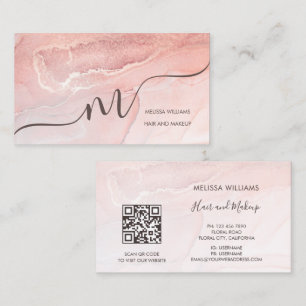 Rose Gold Ink Marmer QR Code Visitekaartje
