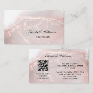 Rose Gold Ink Marmer QR Code Visitekaartje