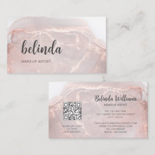Rose Gold Ink Marmer QR Code Visitekaartje