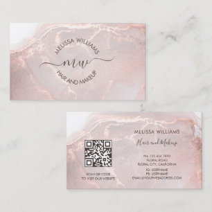 Rose Gold Ink Marmer QR Code Visitekaartje