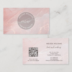 Rose Gold Ink Marmer QR Code Visitekaartje