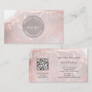 Rose Gold Ink Marmer QR Code Visitekaartje