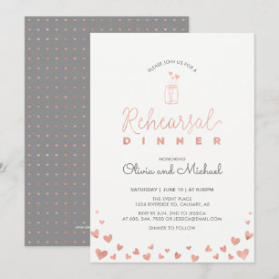 Rose Gold Invitation de dîner de répétition Cœur
