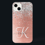 Rose Gold Jolie fille Parties scintillant argent b<br><div class="desc">Personnalisez facilement ce design branché de boîtier de téléphone chic avec une jolie parties scintillant brillante en argent sur un arrière - plan métallique brossé en or rose.</div>