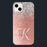 Rose Gold Jolie fille Parties scintillant argent b<br><div class="desc">Personnalisez facilement ce design branché de boîtier de téléphone chic avec une jolie parties scintillant brillante en argent sur un arrière - plan métallique brossé en or rose.</div>