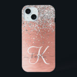 Rose Gold Jolie fille Parties scintillant argent b<br><div class="desc">Personnalisez facilement ce design branché de boîtier de téléphone chic avec une jolie parties scintillant brillante en argent sur un arrière - plan métallique brossé en or rose.</div>