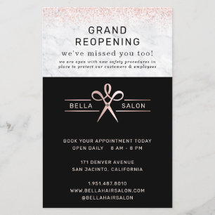 Rose Gold Kapsalon Grootse Heropening Covid Veilig Flyer