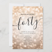 Rose Gold Lights 40th Birthday Menu Programme (Devant)