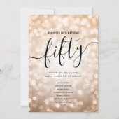 Rose Gold Lights 50th Birthday Menu Programme (Devant)