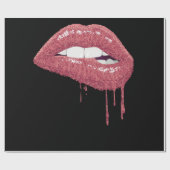 Rose Gold Lipstick Kiss Hot 80s Drip Lips 1980 Cadeaupapier (Vlak)