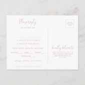 Rose Gold Love Fancy Script Menu Choix RSVP (Dos)