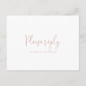 Rose Gold Love Fancy Script Menu Choix RSVP (Devant)