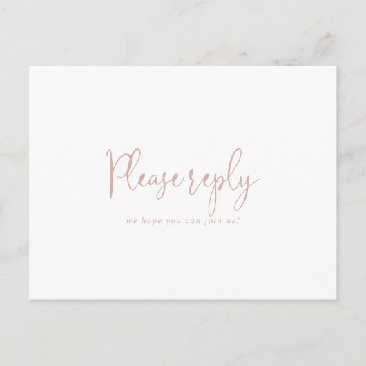 Rose Gold Love Fancy Script Menu Choix RSVP (Devant)