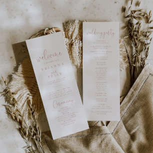Rose Gold Love Fancy Script Wedding Programme