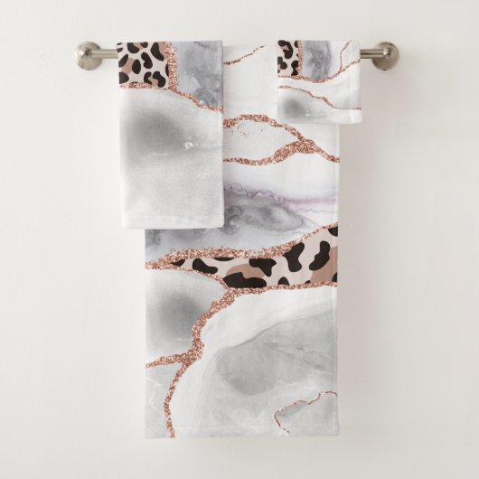 Rose Gold Luxe Agate Imprimé Léopard Blanc (En situation)