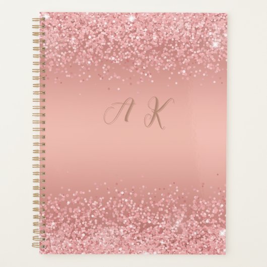 Rose Gold Luxe Élégant Monogramme Brillance (Devant)