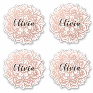 Rose Gold Mandala Custom Name Sticker