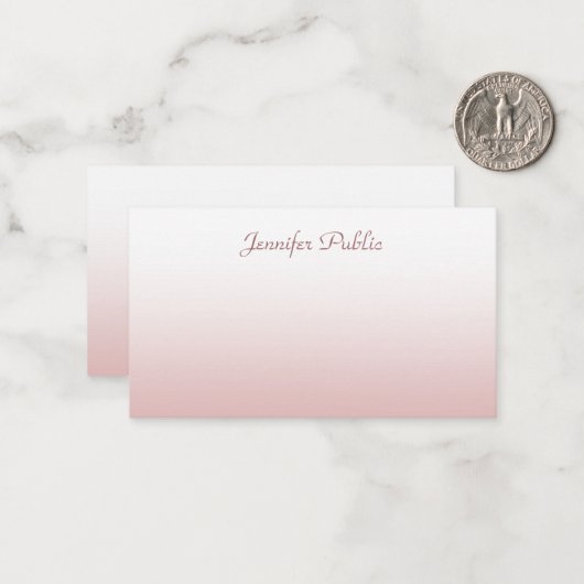 Rose Gold manuscrit Script Élégant Modèle (Devant/Arrière en situation)