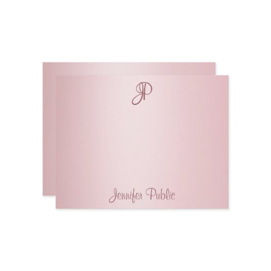 Rose Gold manuscrit script Monogramme Modèle (Devant/Arrière en situation)