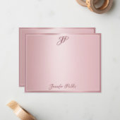 Rose Gold manuscrit script Monogramme Modèle (Devant/Arrière en situation)
