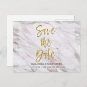 Rose Gold Marble Elegant Enregistrer la carte Date (Devant / Derrière)