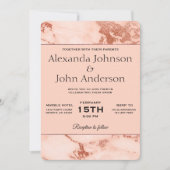 Rose Gold Marble Elégant Mariage Invitation (Devant)
