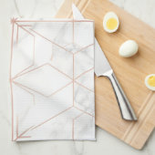 Rose Gold Marble Geometric Pattern Theedoek (Quarter Fold)
