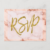 Rose Gold Marble RSVP Faire-part de mariage Répons (Devant)